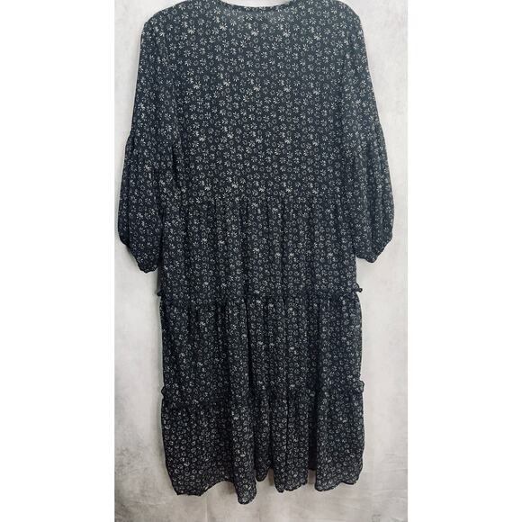 Flag & Anthem Womens V-Neck Ruffle Tears 3/4 Sleeves Floral Midi Dress Size M - Picture 4 of 14